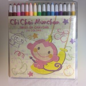 VINTAGE Sanrio Chi Chai Monchan Twist Up Crayons 16 Colors New in Package RARE
